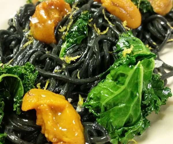Squid pasta with sea urchin