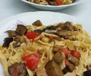 Pseftopetino- house pasta with roasted eggplant