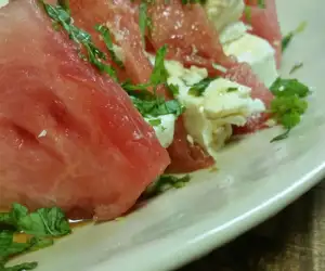 Karpouzi- watermelon, feta and mint 